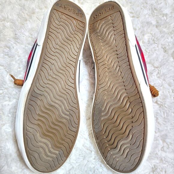 Sperry Pier Wave Plaid Red & Black Slip On Casual Sneaker - Picture 10 of 10